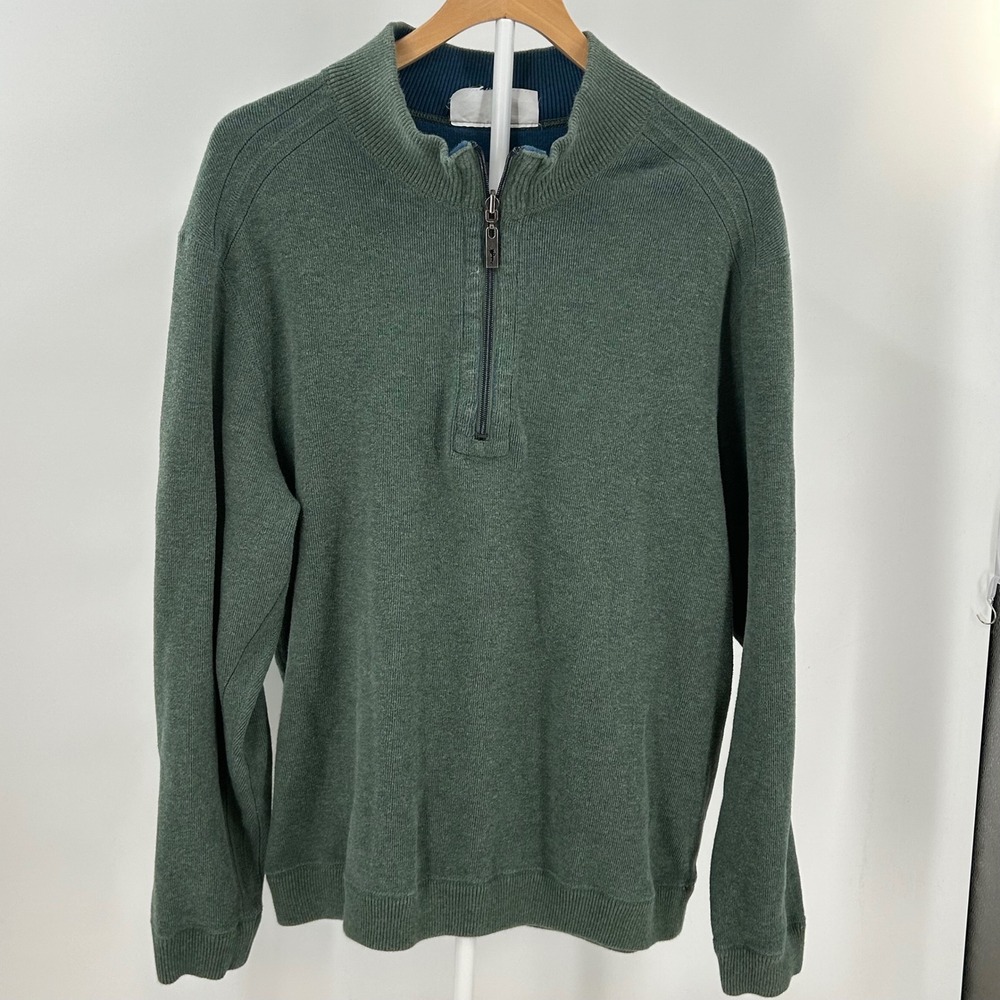 Tommy Bahama Reversible 1/4 Zip Pullover Sweater Green Blue Marlin Pullover Mens
